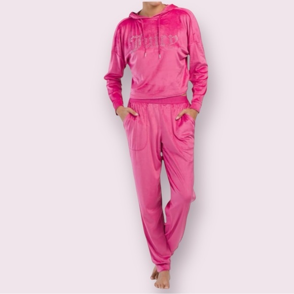 NWOT Juicy Couture Velour 2PC Pajama Set, Sweet Sangria - Picture 2 of 9